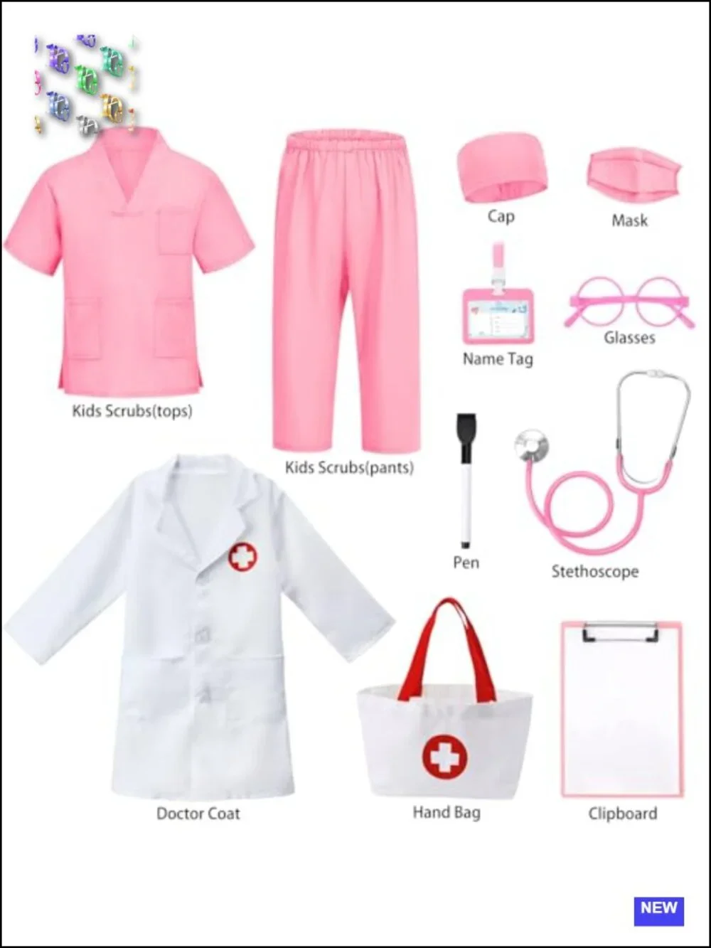 12-Piece Kids Doctor Costume Set | Nurse Dress-Up with Working Stethoscope